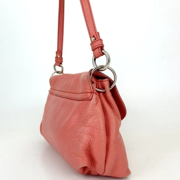 Chloé Lily 2way Peach Coral Pink Salmon Leather Crossbody Shoulder Handbag Purse - Picture 4 of 12